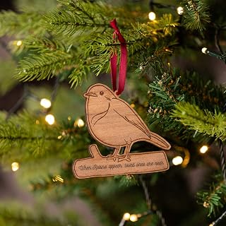 Personalised 'When Robins Appear, Loved Ones Are Near' Bauble Ornament - Memorial Christmas Tree Decoration - Engraved Wooden Xmas Gift