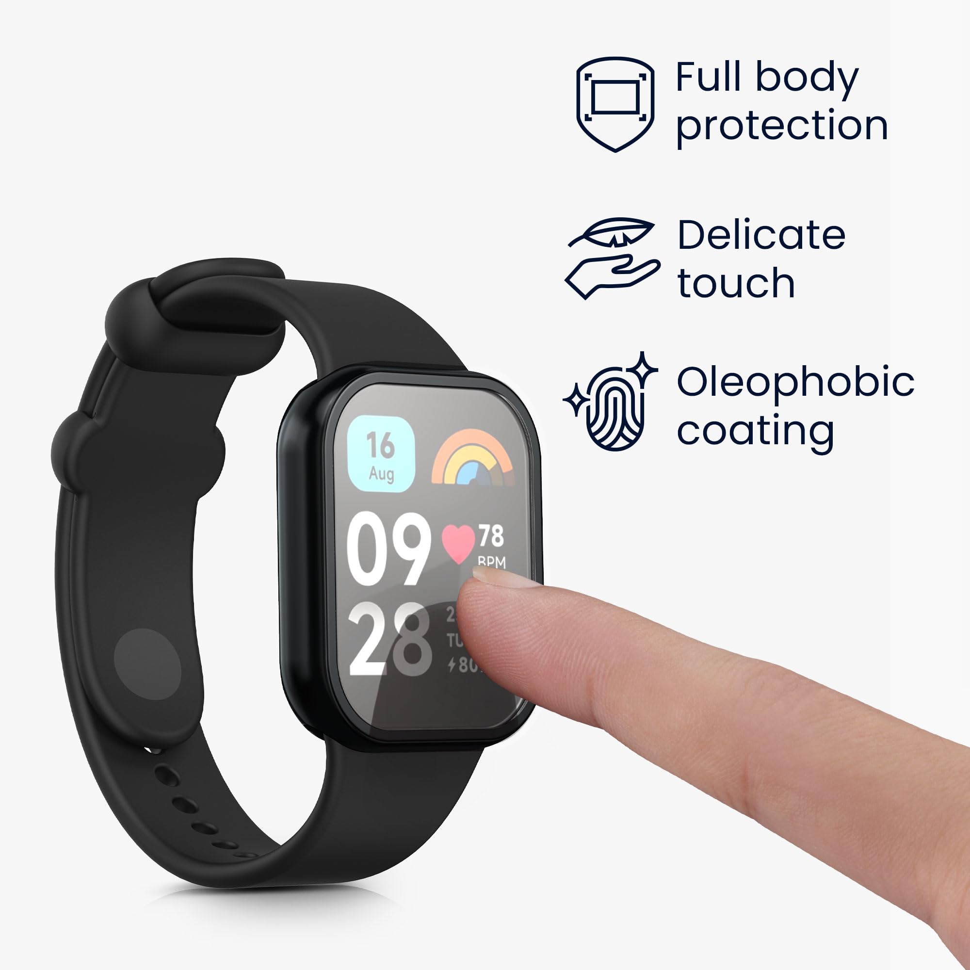 Fundas Protectoras Para Xiaomi Mi Band 9 / Smart Band 9 - Pack De 2 Carcasas TPU + 2 Protectores De Pantalla. Ultrafinas Y Antigolpes.