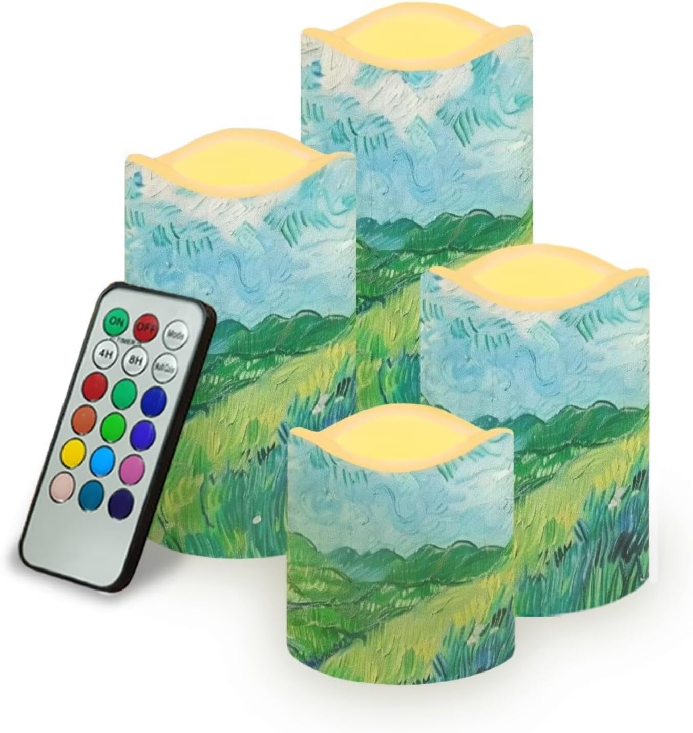Turtle Starfish LED Candles with Remote Set of 4 Waterproof Pillar Candles Battery Operated with Realistic Flickering Flame for Living Room Bathroom Poolside or Garden Path Decor