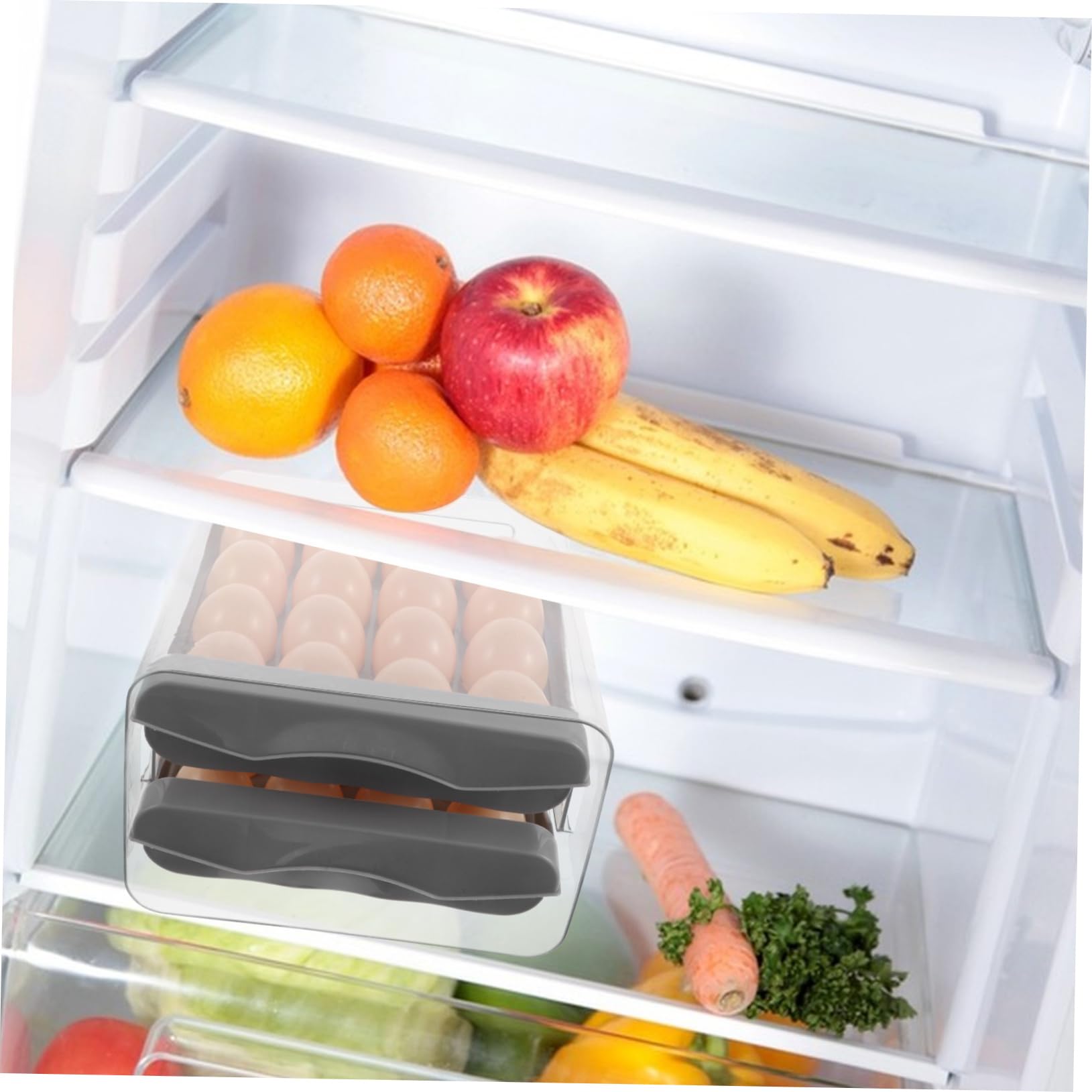 Gatuida Caja Para Guardar Huevos De Doble Capa Rejillas Transparente Para Refrigerador y Cajón De Cocina Organizador De Huevos Estante Para Guardar