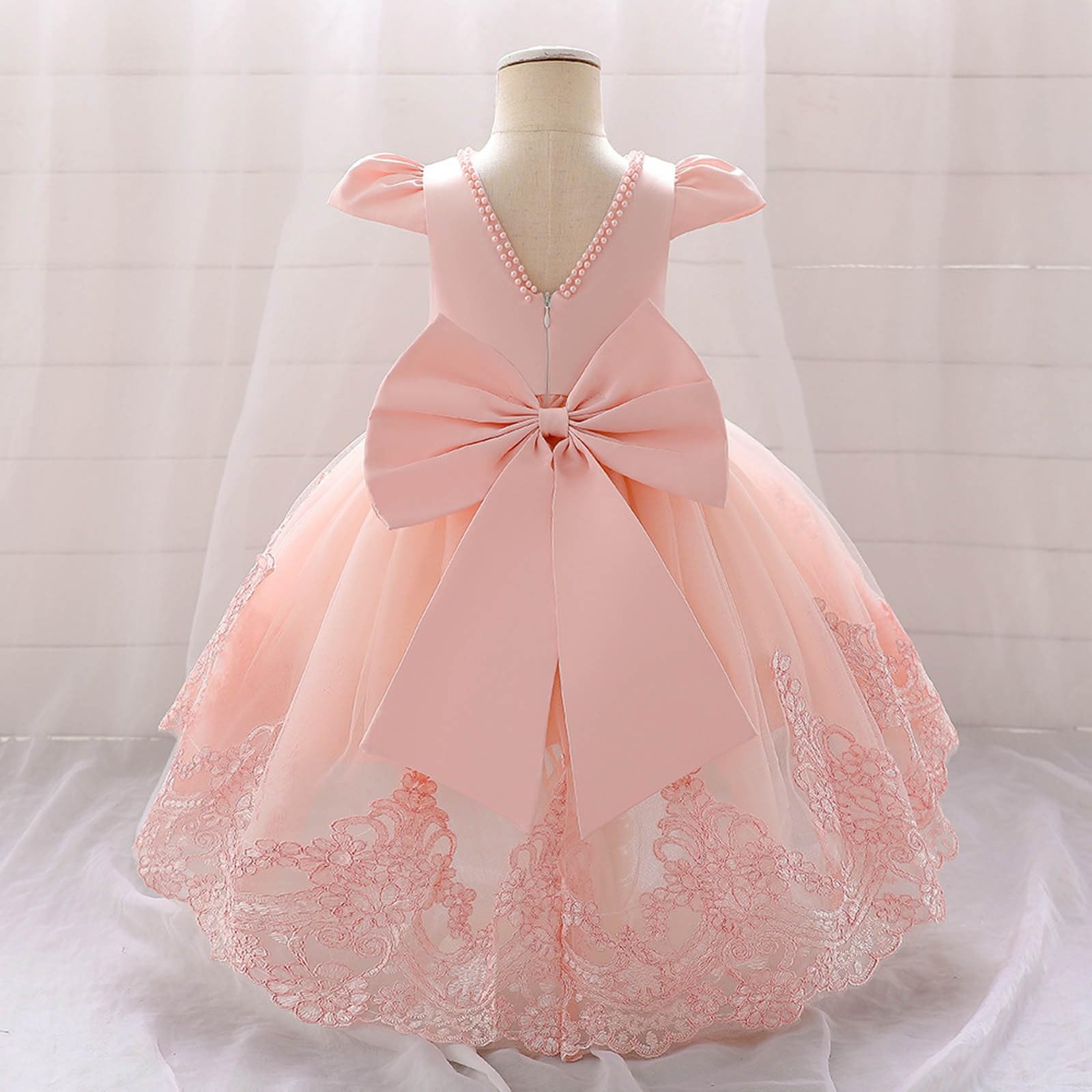 Genérico - Vestido elegante para niños, niña, princesa, ceremonia, boda, cumpleaños, con encaje, volantes, algodón, suave, cómodo, ajuste perfecto