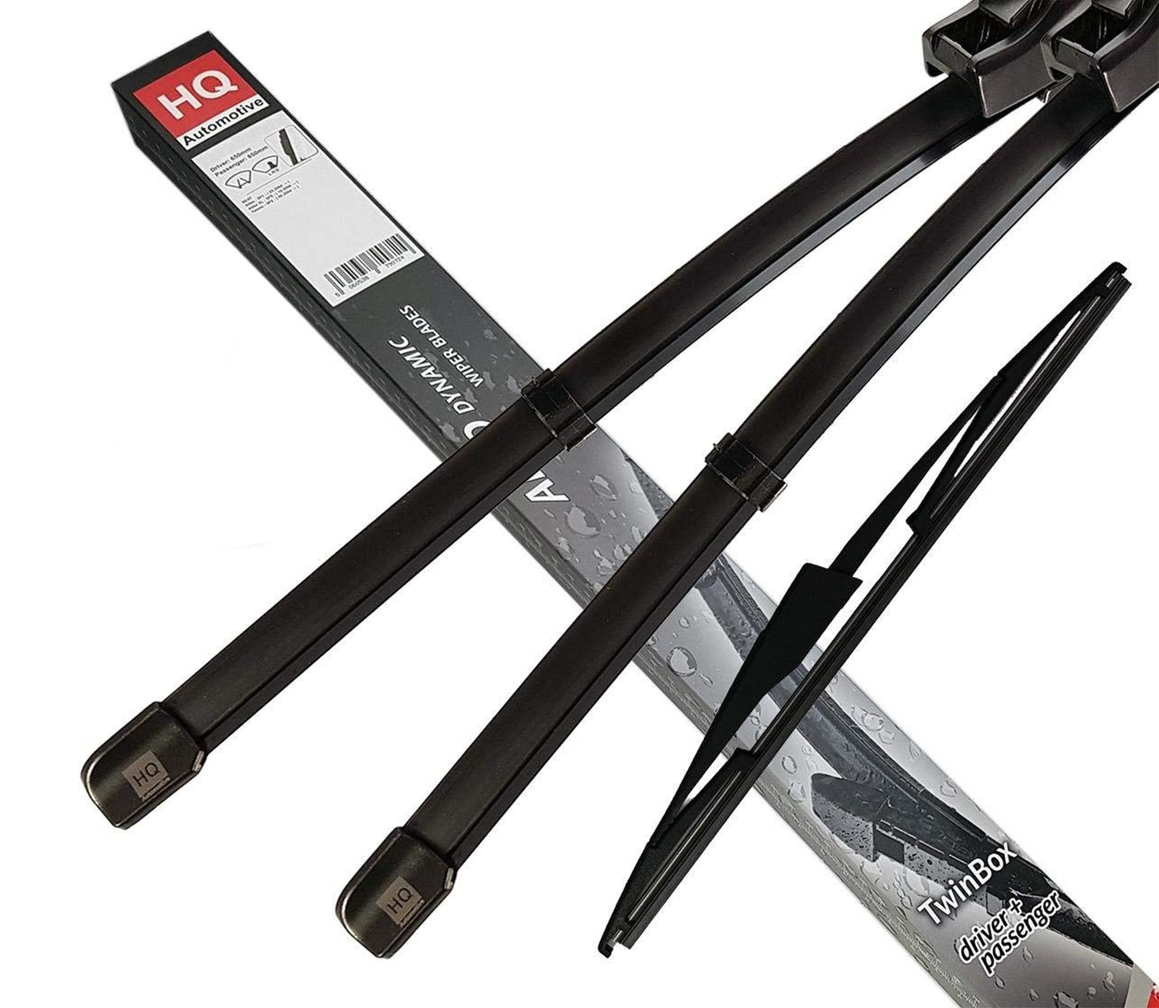 HQ Automotive Wiper Blades for Vw Passat (2001-2005) Front Rear Kit, Adb12-122|Hq15