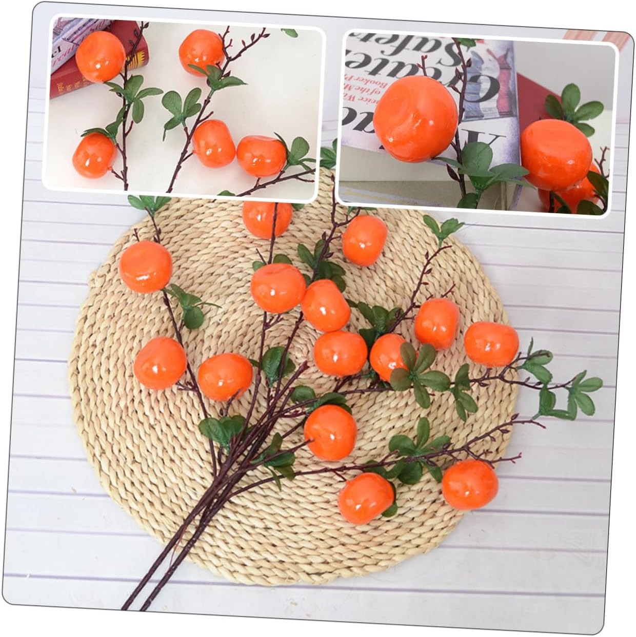 Healifty Artificial Orange Branches Faux Fruit Decor 7-Head Simulated Orange Tree Lifelike Artificial Fruit Plants for Living Room Table Centerpiece Home Decoration