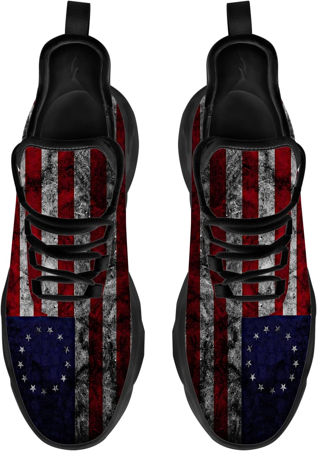 Ciadoon American Flag Shoes for Women Men Road Running Athletic Walking Tennis Sneakers 4th of July Shoes Gifts