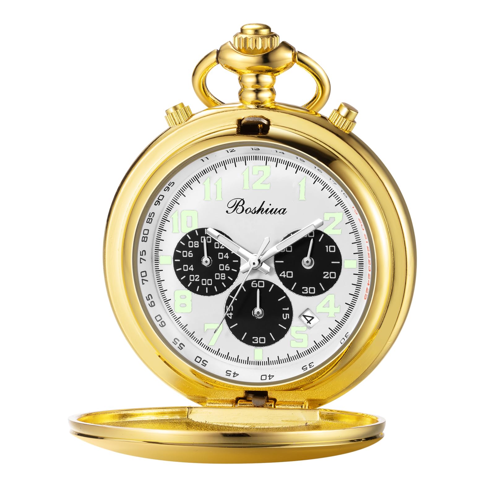 Smooth Luminous Quartz Men's Pocket Watch Multi Functional Chronograph Classic Retro Men's and Women's Pocket Watch with Chain Christmas Graduation Birthday Gift Father's Day-image-1