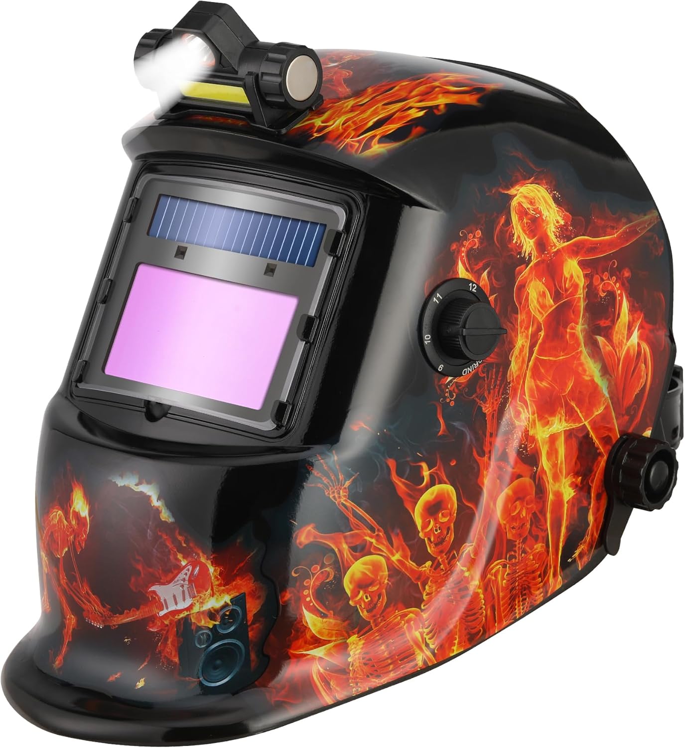 WR01A Welding Helmet Auto Darkening with LED Light True Color Solar Powered Welder Hood with Adjustable Shade Range 4/9-13 for Mig Tig Arc Welding Mask (Blue Eagle + Welding Gloves)