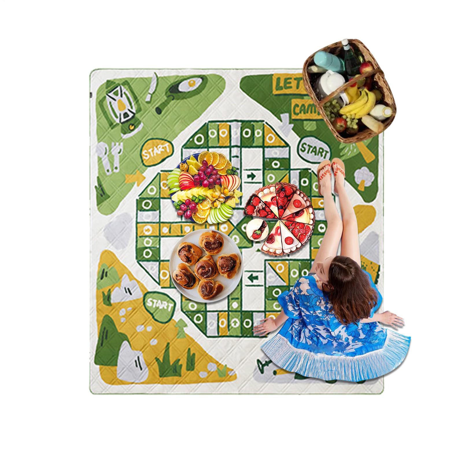 Tappetino per il Picnic Tappetino Pieghevole Imbottito per Tutte le | Coperta con Motivo a Scacchi per Picnic per Festival Musicali, Campeggio, Spiaggia e Pranzo all'Aperto
