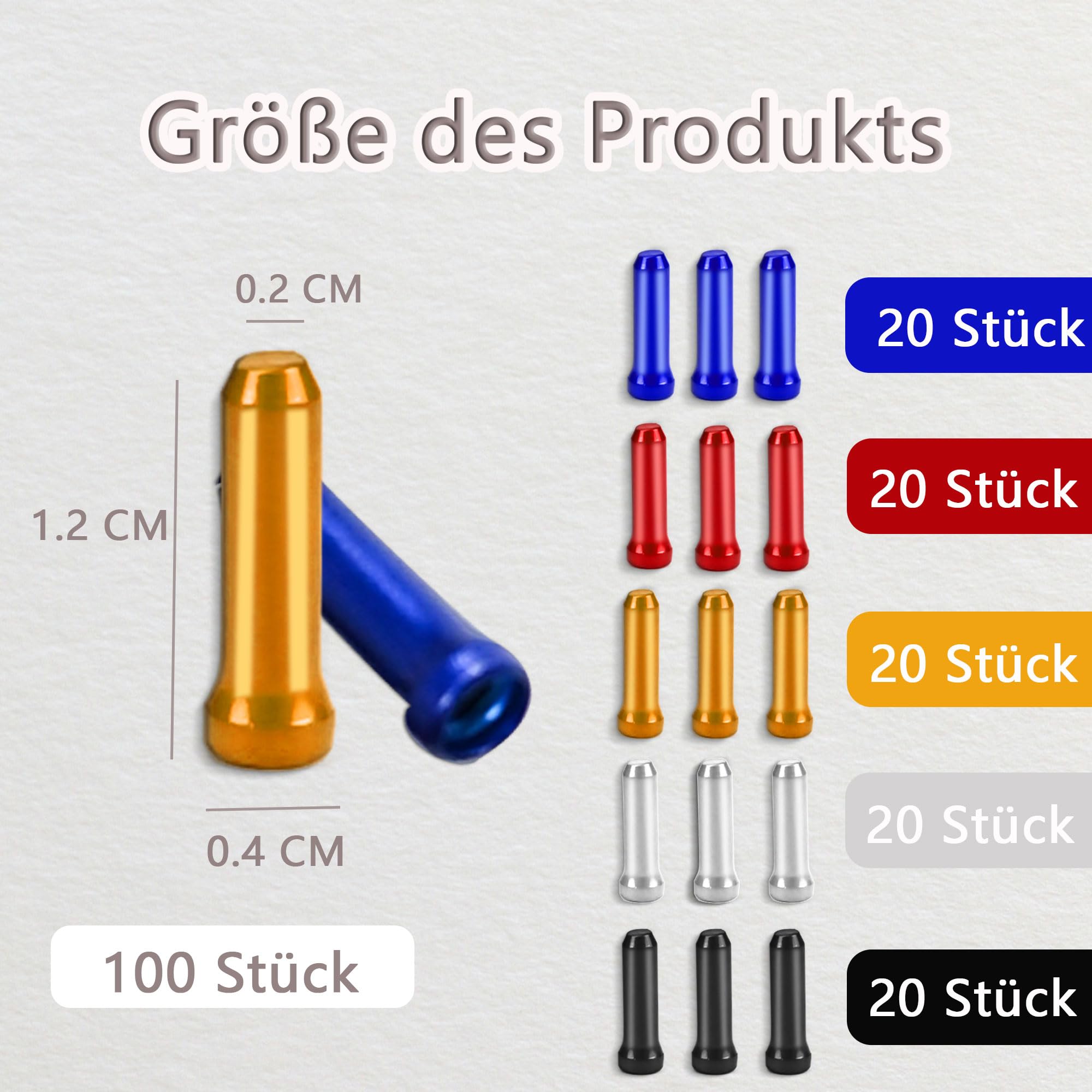 JAXICREY Lot de 100 embouts de câble Bowden, embouts de câble Bowden, embouts de câble de vélo, embouts de câble de vélo, embouts de câble, en alliage d'aluminium, embouts de câble de JAXICREY Lot de 100 embouts de câble Bowden, embouts de câble Bowden, embouts de câble de vélo, embouts de câble de vélo, embouts de câble, en alliage d'aluminium, embouts de câble de