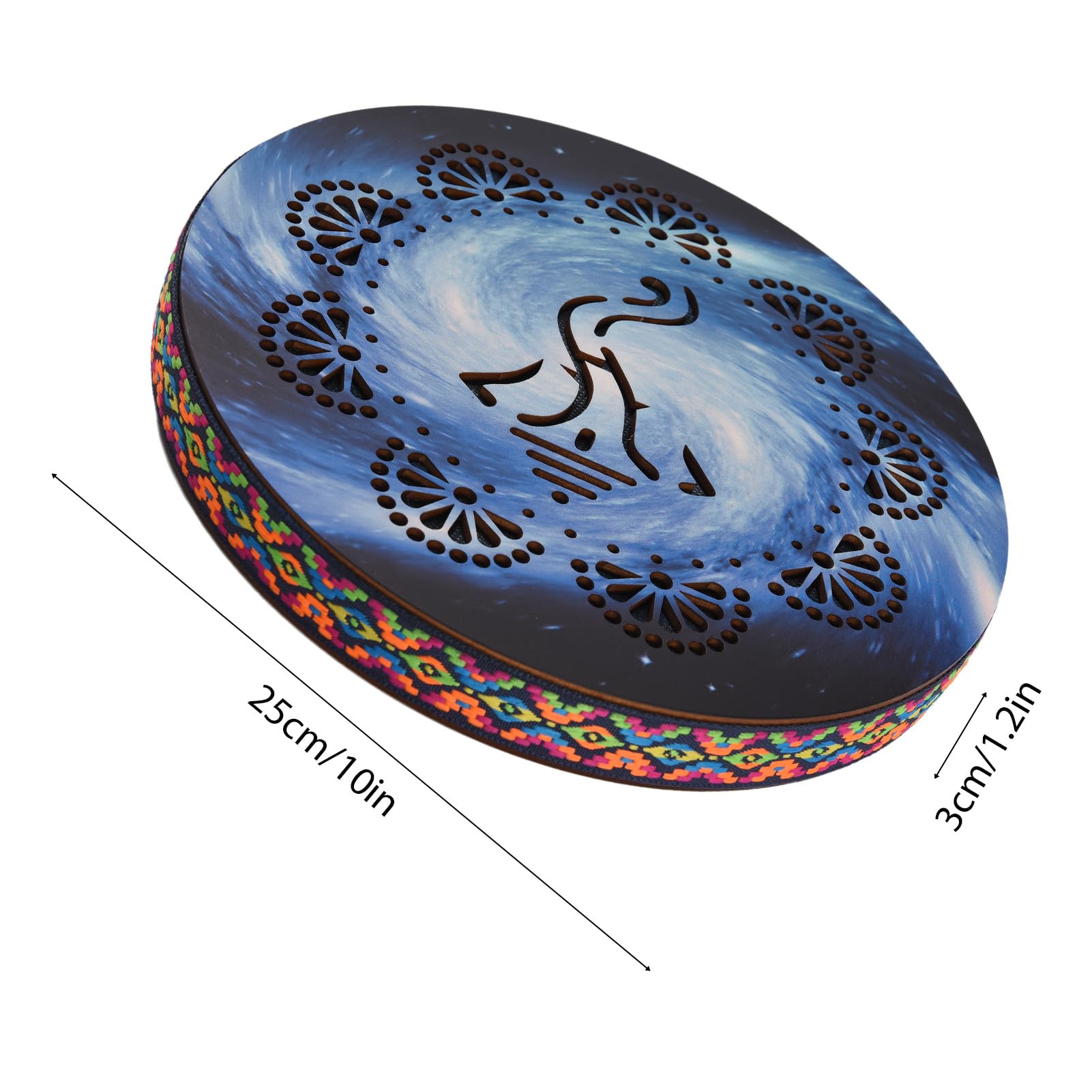 Btuty 10 Pollice Ocean Drum Etnico Percussione Strumento Dipinto Modello di Tamburo di Legno di Betulla Bordo Intrecciato per Casa Forniture per Feste Musica Onomatopeica Portatile Tamburo A Mano
