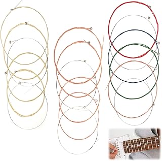 3 Sets of 6 Guitar Strings,Stainless Steel Replacement Steel Strings for Electric Acoustic Guitar Beginners Performers (1 Brass Sets,1 Red Copper Sets and 1 Multicolor Sets)