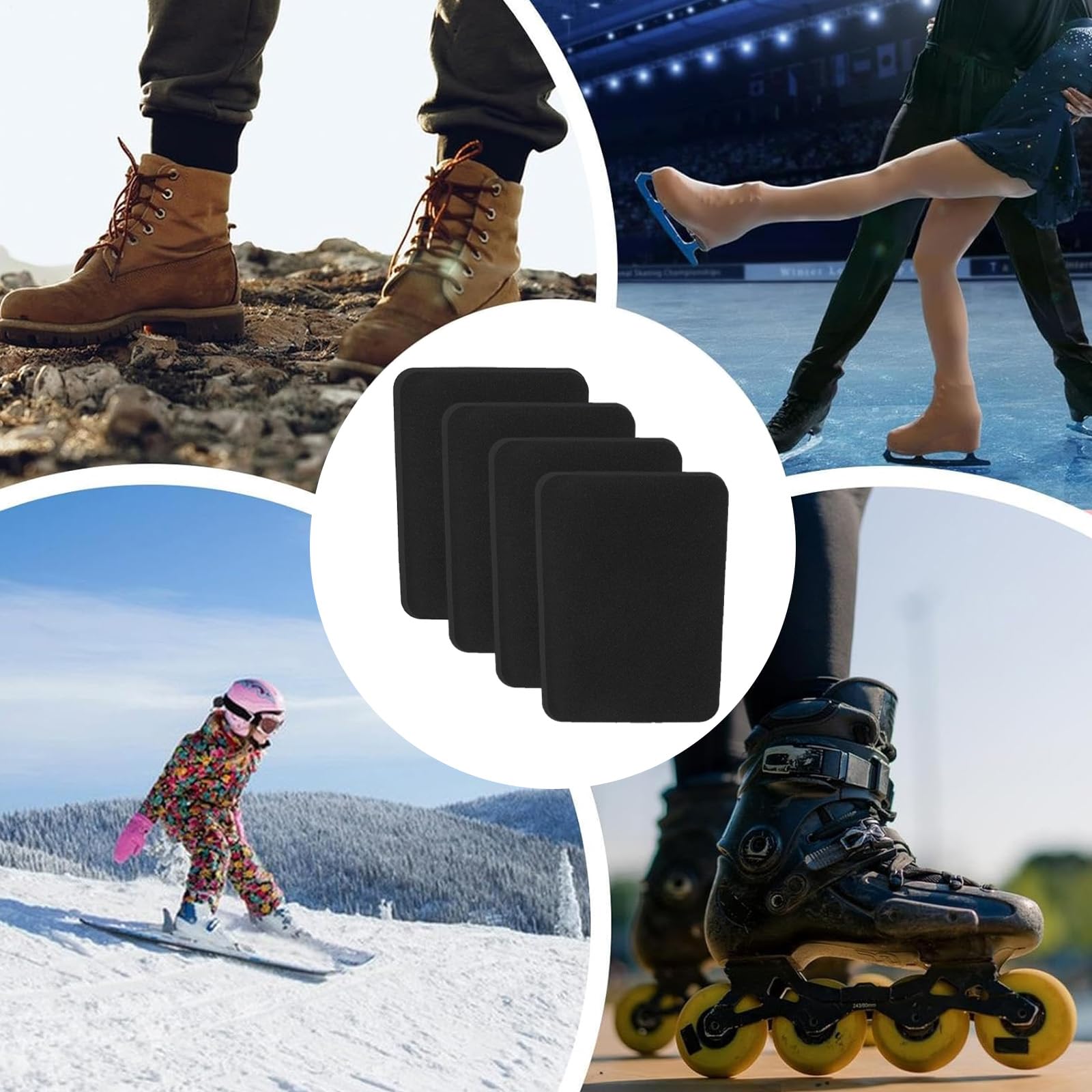 Protège-Tibias de Snowboard,4 Pièces Ski Shin Guards,Mousse de Rembourrage pour Doublure de Botte,Protection de Tibia pour Ski,Épaisse Découpables,pour Hommes,Femmes,Adolescents