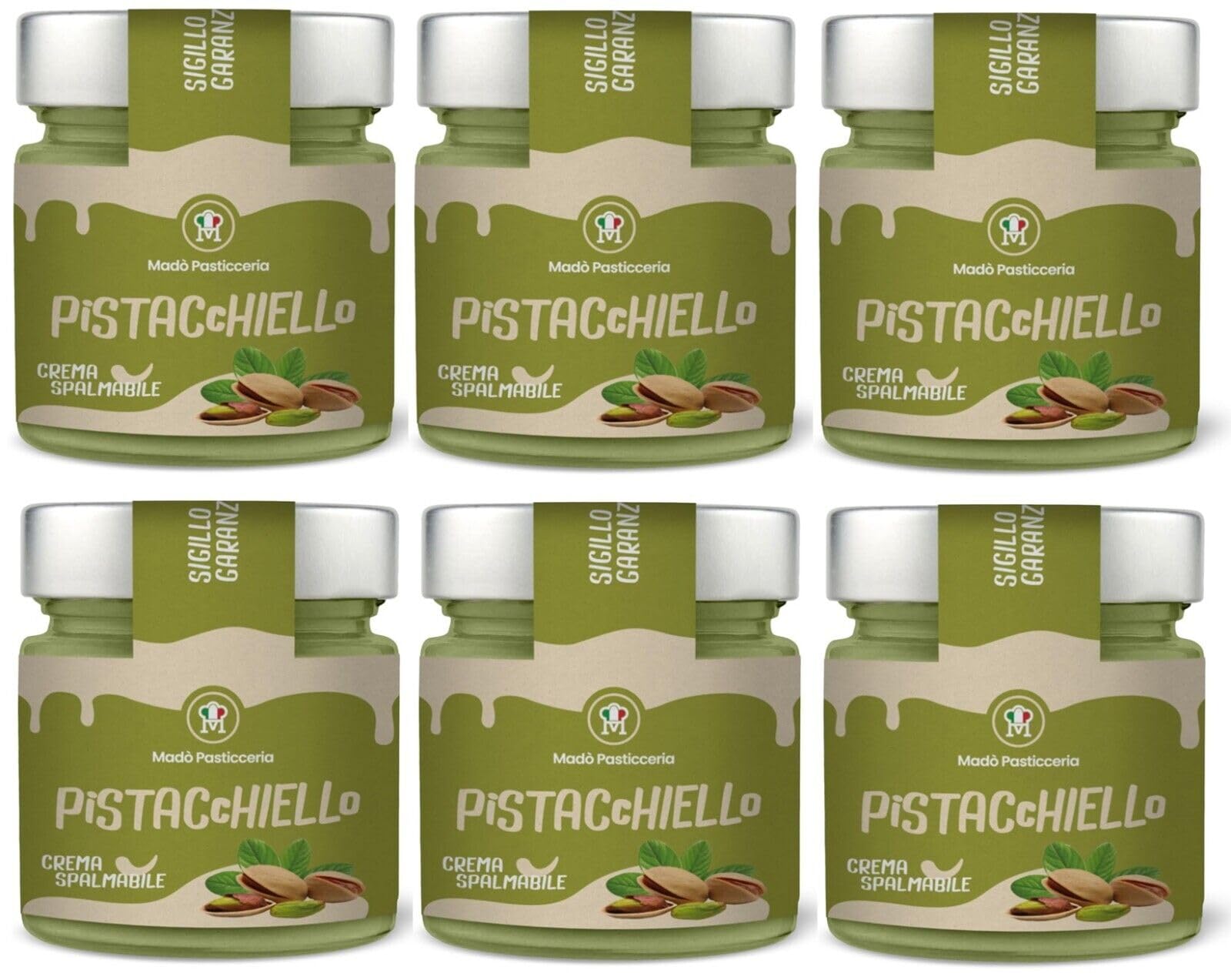 MAD Pasticchiello, Crema al Pistacchio Spalmabile Artigianale, crème à tartiner artisanale, goût pistache, 200 g en verre