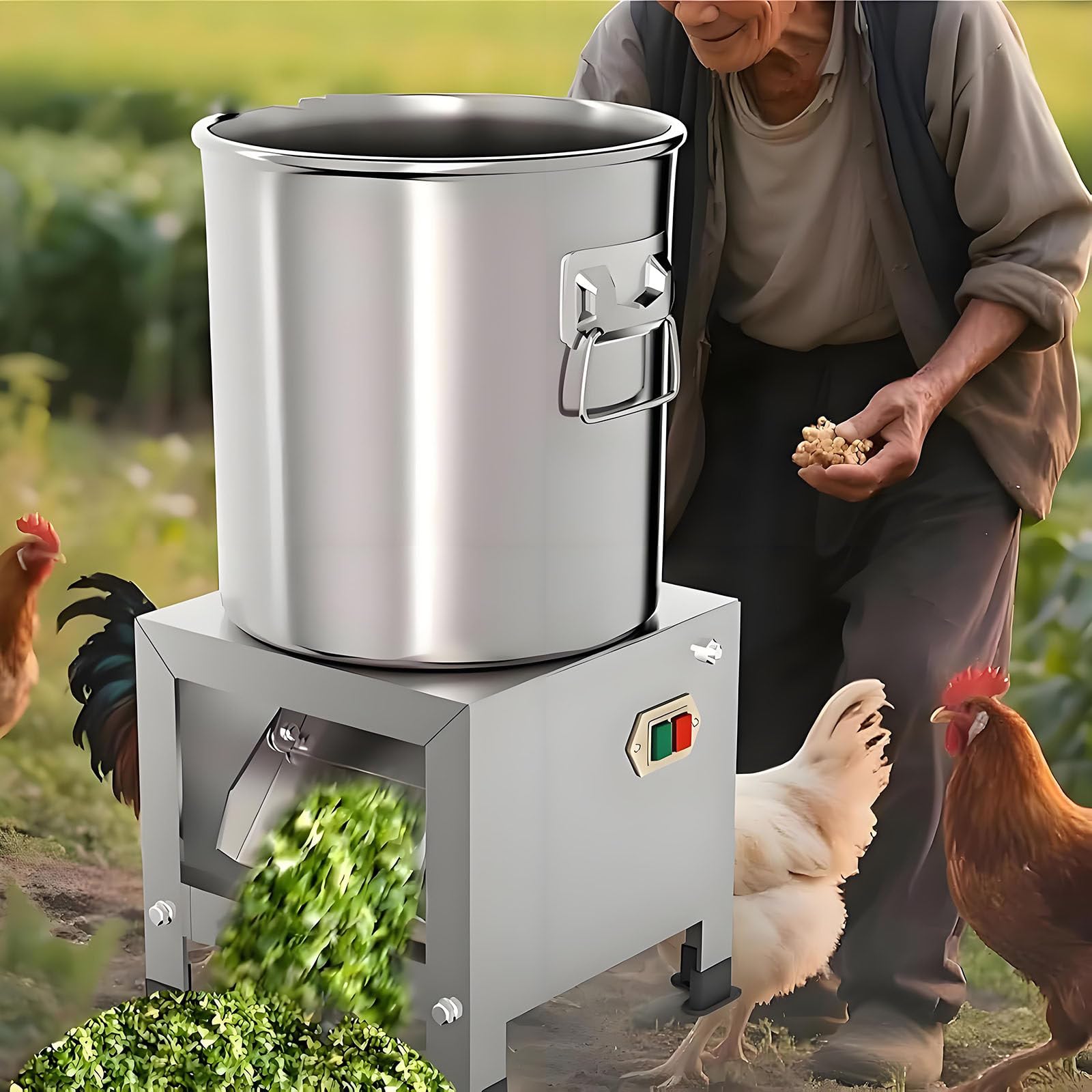 Drmoxin Vegetable Chopper,1800W Commercial Electric Food Chopper, Large Stainless Steel Vegetable Dicer for Efficient Feeding of Chickens, Ducks, and Pigs