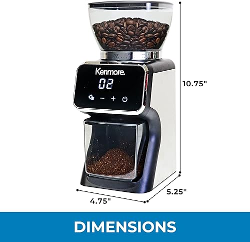 Miniatura 7 de Kenmore - Molinillo de café cónico para café expreso, prensa francesa, goteo, tamaño de moler ajustable, molino de frijoles, control digital,
