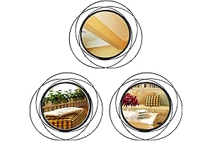 3 Mirror Set Wall Decor - 14" Black Circle Mirrors for Modern Home Decor