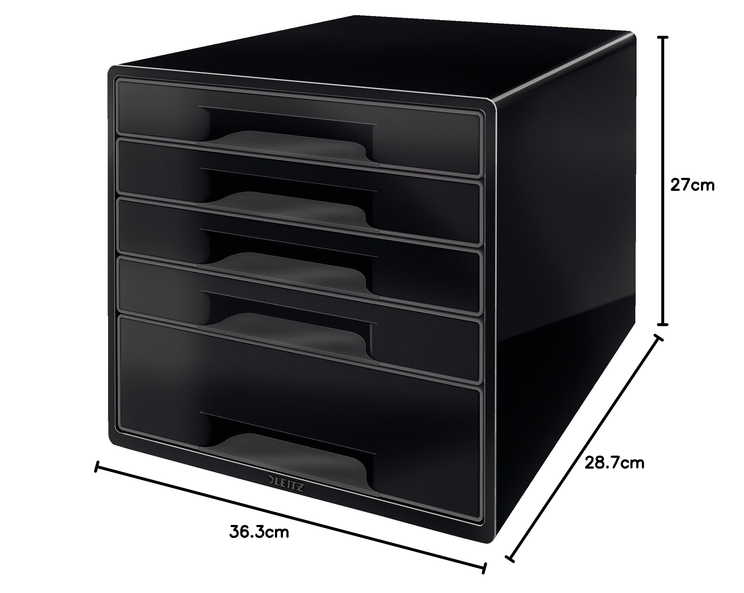 Leitz Buc de 5 cajones, Organizador de escritorio, Negro/Blanco, Dual Colour, 52531095
