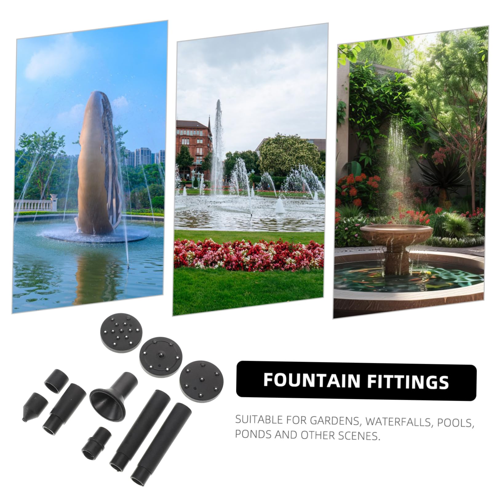 Milisten 10-Pack Solar Fountain Nozzle Kit – 11 Unique Water Patterns, Durable Outdoor Accessories For Ponds, Bird Baths & Waterfalls, Solar Pump Parts