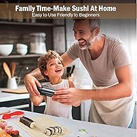 Vista 7 de Juego Deluxe de Fabricación de Sushi 25-en-1 con Bazooka, Rodillo, Estera de Bambú, Cuchillo, Bandeja para Salsa, Plato Japonés de Sashimi de Bambú