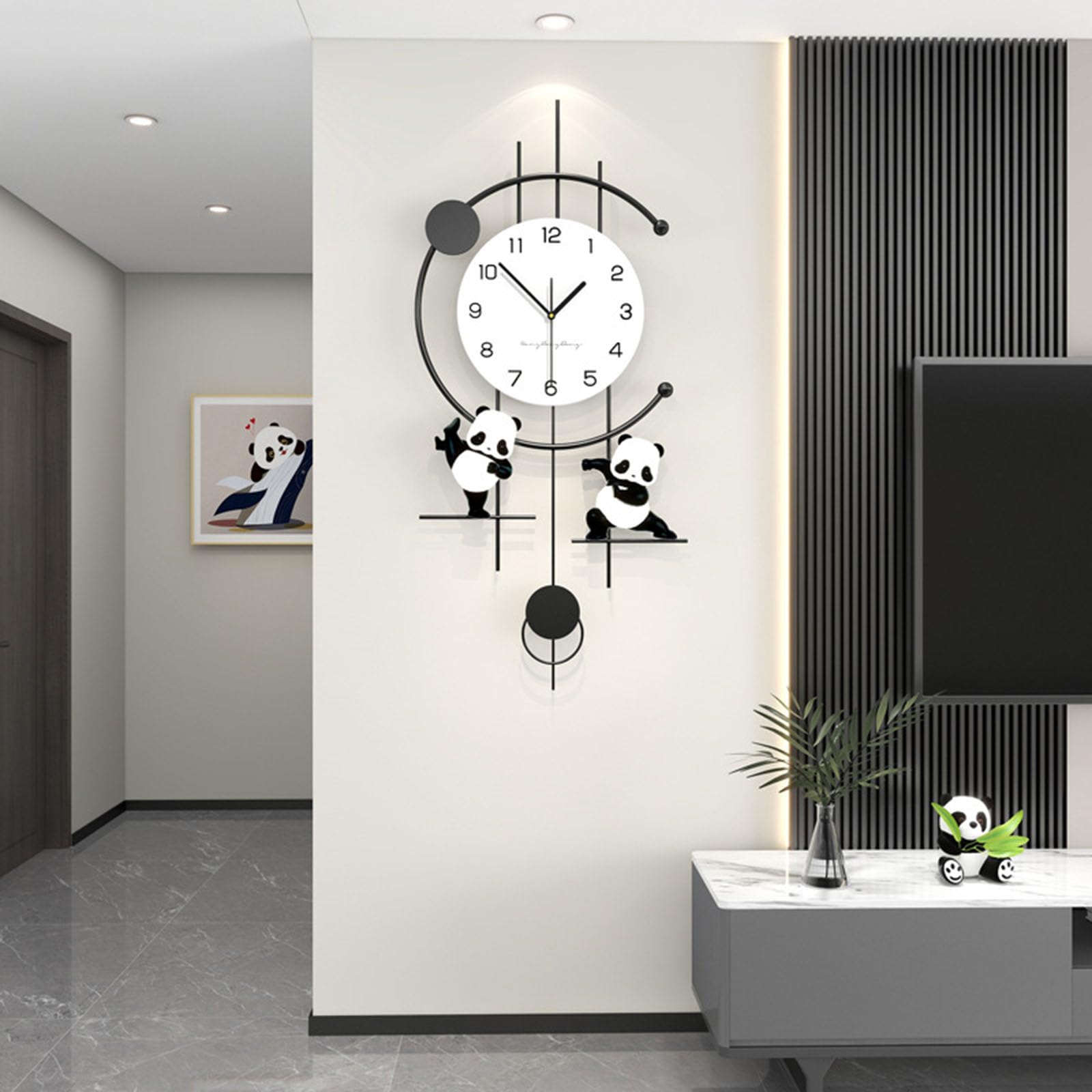 Elegante Reloj De Pared con Péndulo Batería No Ticking Silencioso Único Hogar Decorativo Lujo Relojes Colgantes para Sala De Estar Cocina Dormitorio Oficina Estética Decoración,30cm