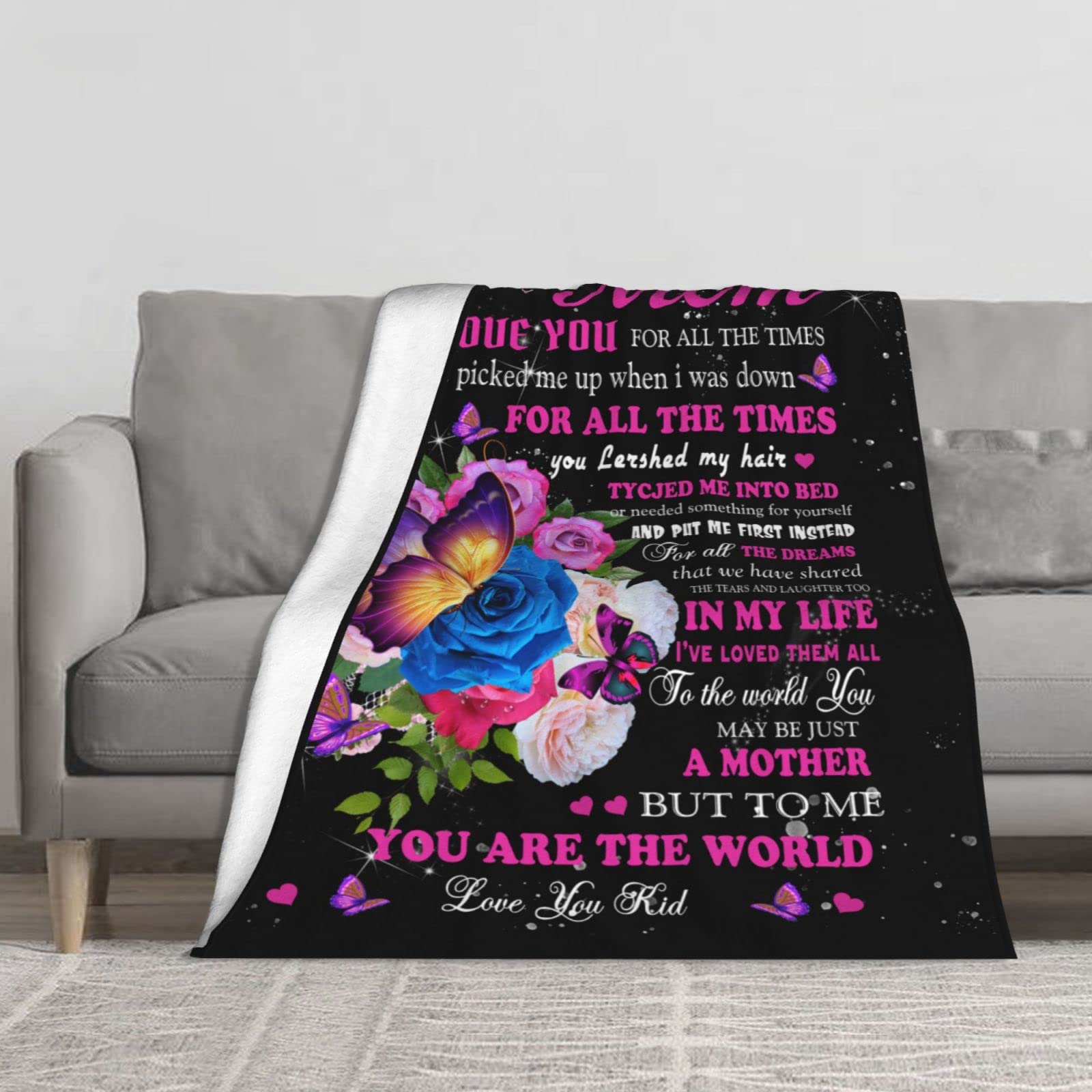 Coperta In Pile Con Scritta 'Love Letter To My Mom' – Frange Con Pon-pon, 50x60 Cm, Morbida E Leggera - 2