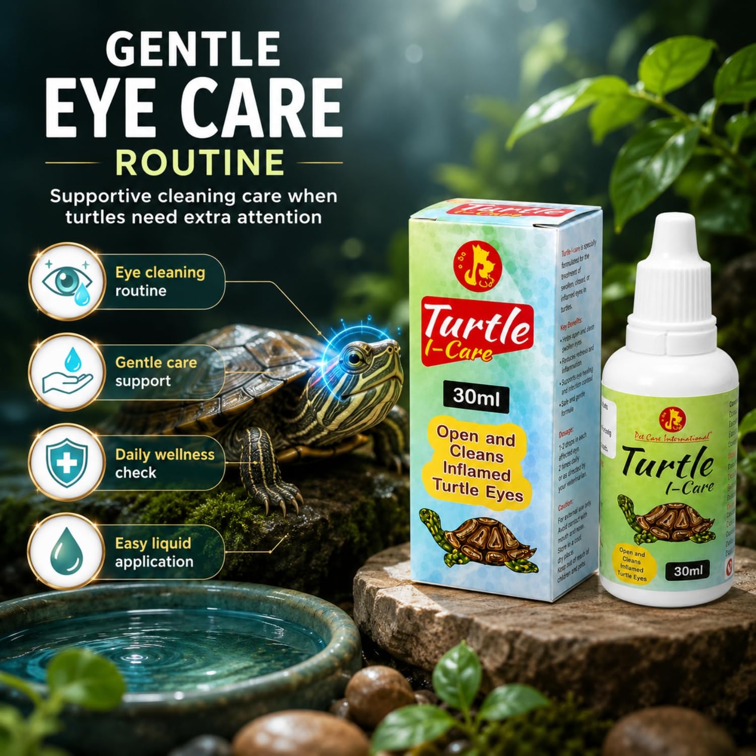 Pet Care International (PCI) Turtle i-Care Eye Drop for Swollen, Inflamed and Infected Eye Care of Healthy Turtle Healthcare (30ml) 3