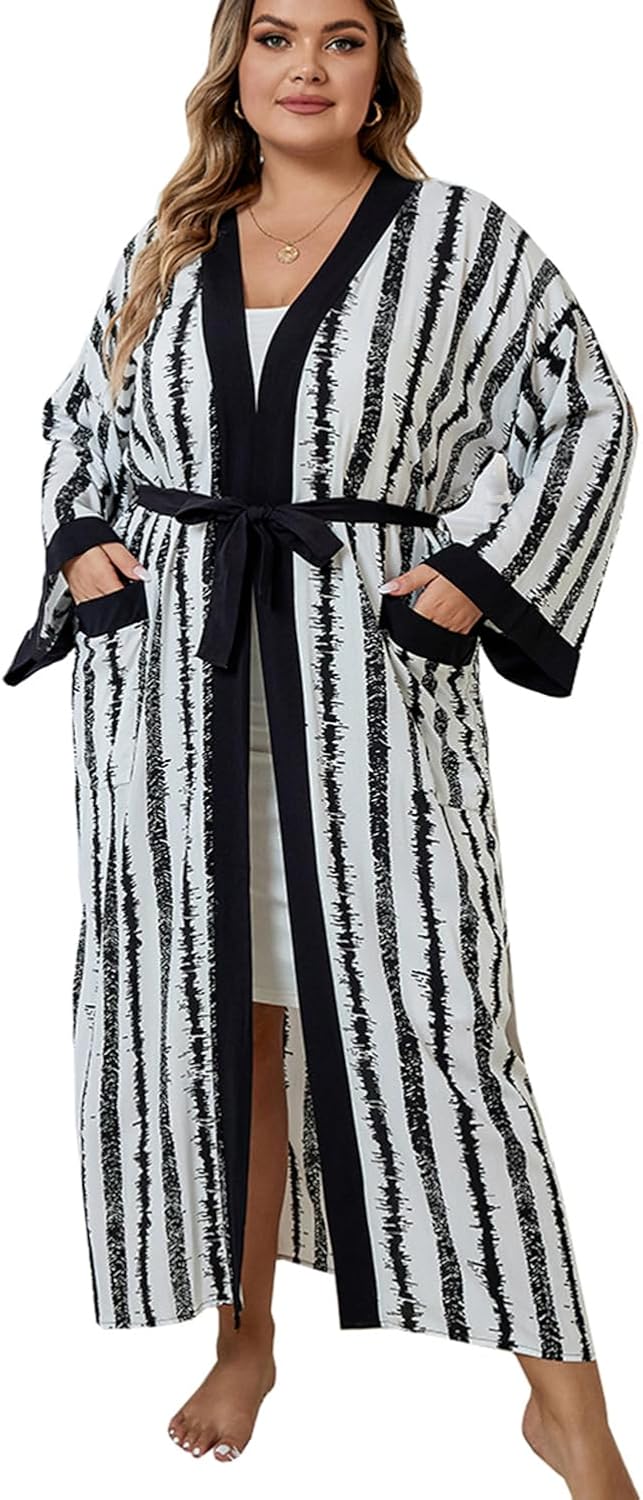 Women's Long Cardigan Robes Roomy Boho Dress Beach Coverups One Size Gowns
