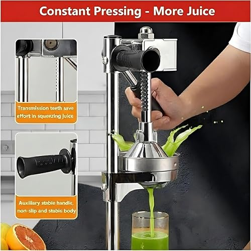 Miniatura 2 de Exprimidor de hierro fundido Exprimidor de limón Trituradora de acero inoxidable resistente Exprimidor manual comercial. Prensa manual para cocina,