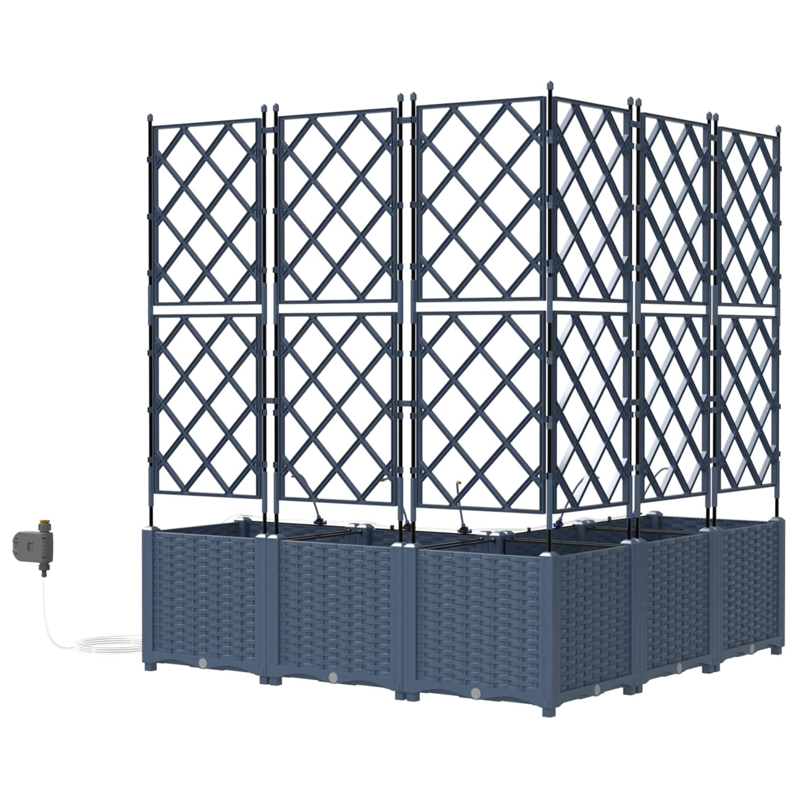 Geecher Vaso da Giardino 3 Pezzi, Sistema di irrigazione Integrato, 120 x 120 x 142 cm, Acciaio, Grigio, fioriera per Esterni per Principianti e Appassionati di Giardinaggio