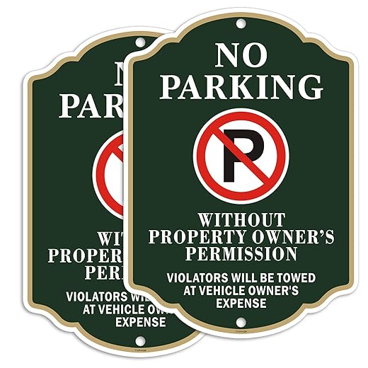 No Parking Sign, Violators Will Be to Towed at Vehicle Owner’s Expense - 2 Pack, 10” x 14” Rust Free Aluminum Sign, Weatherproof, Fade Resistant
