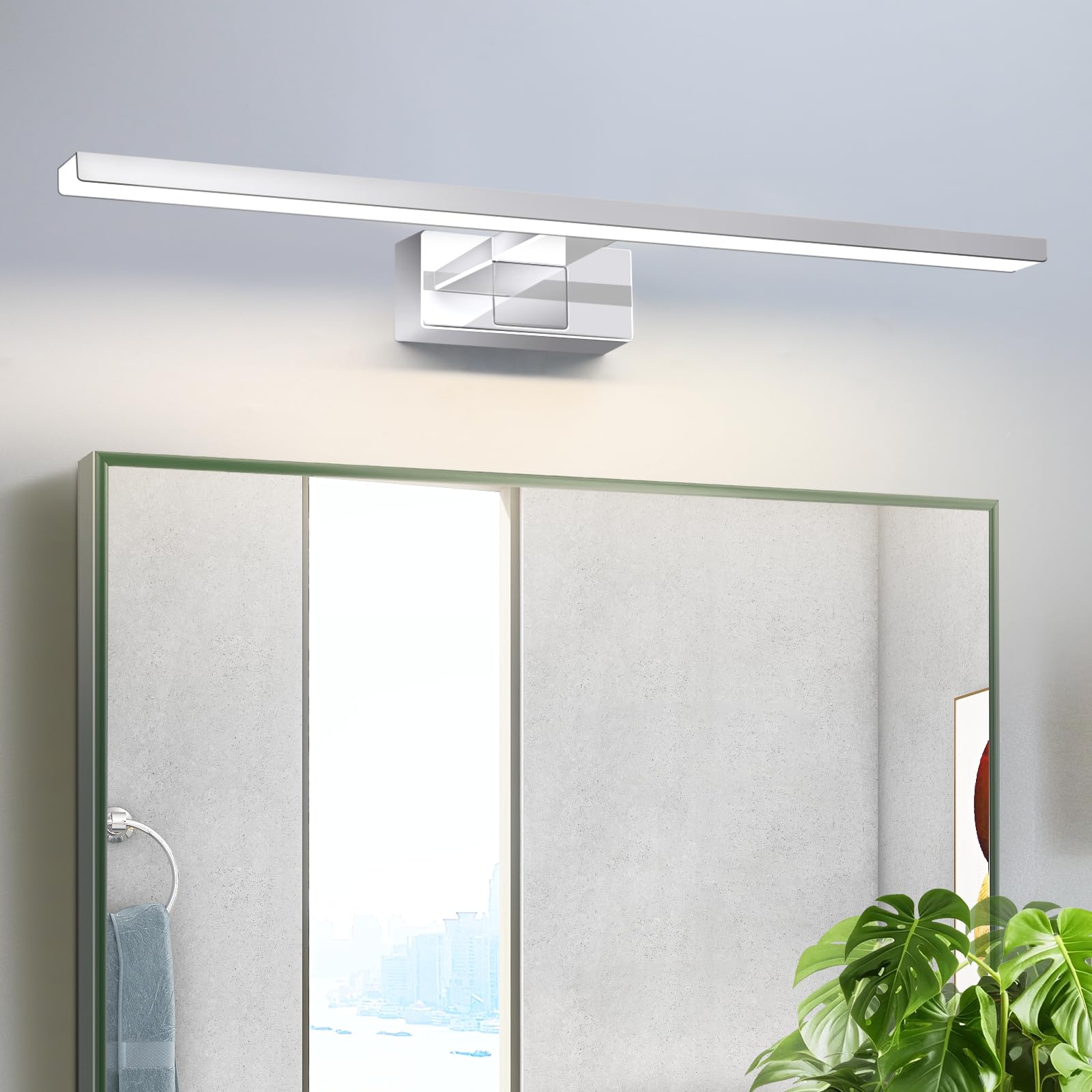 Homefire LED specchio luce bagno lampada specchio 12W bagno luce parete | 60CM impermeabile IP44 cromo moderno neutrobianco 4000K lampada da parete per seminterrato cucina