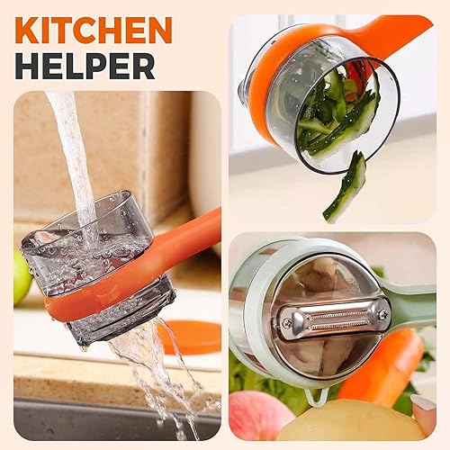 Miniatura 5 de Pelador de verduras con contenedor, 2025 nuevo con caja de almacenamiento para cocina, pelador especial de frutas, herramienta multifuncional 2 en 1