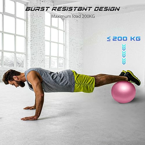 Miniatura 3 de Cikyner Pelota de pilates suave, pequeña pelota de ejercicio de 9.1-9.8 in, mini pelota de gimnasio con popote inflable, adecuada para pilates