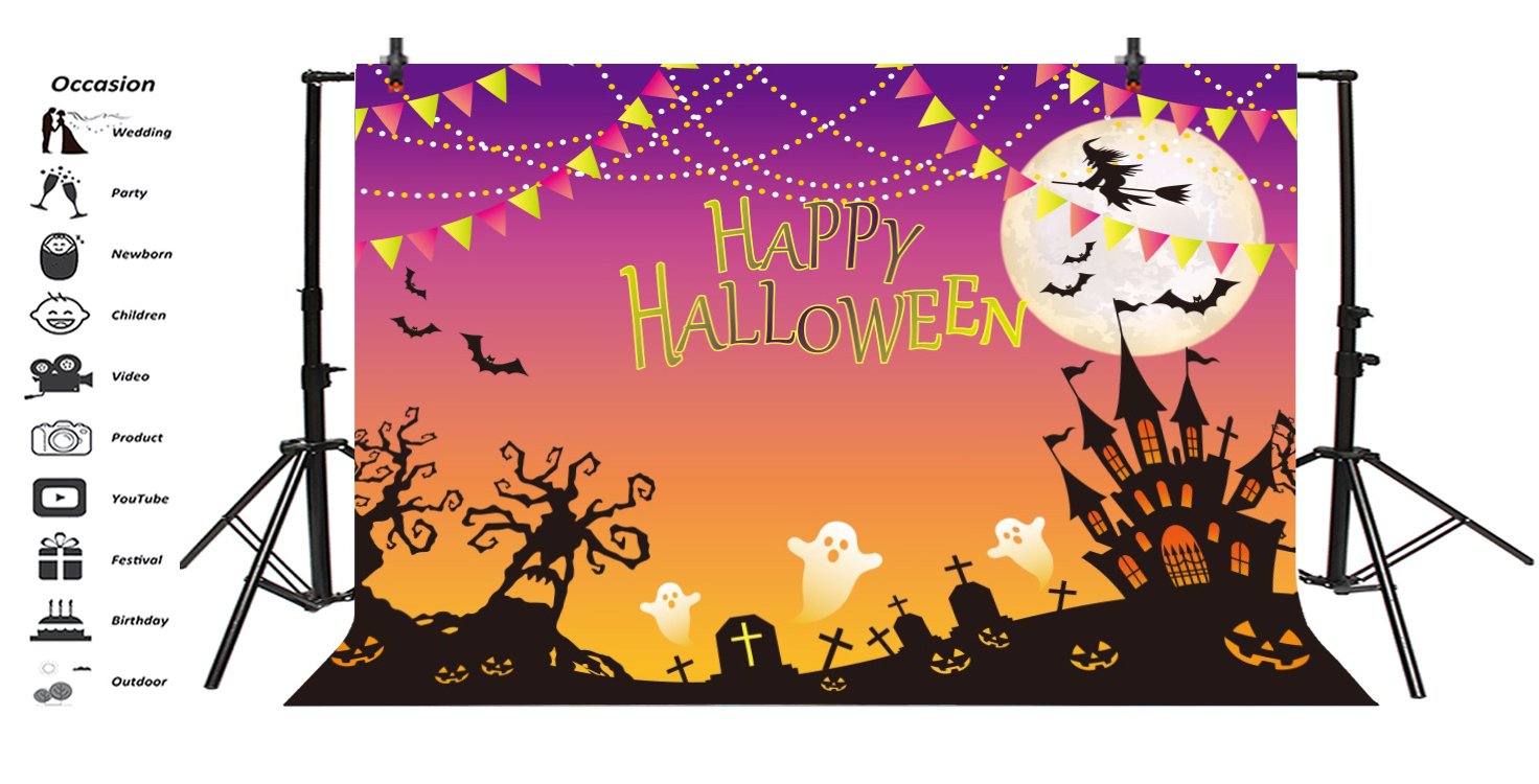 Amazon | Qinunipoto 背景布 ハロウィン happy halloween 写真の