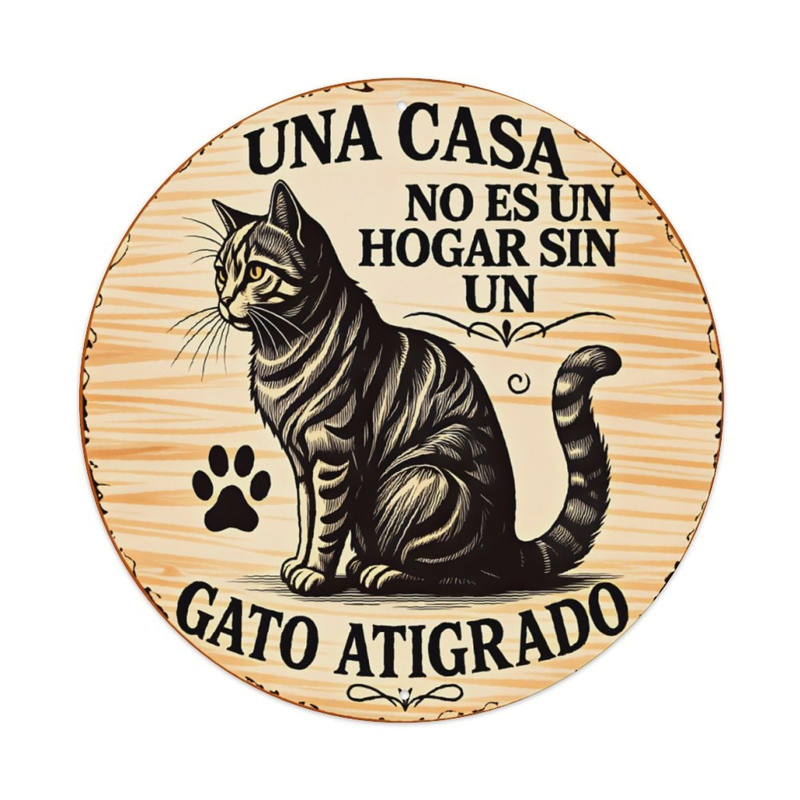 Spanish Tabby Cat Aluminium Sign 20x20cm