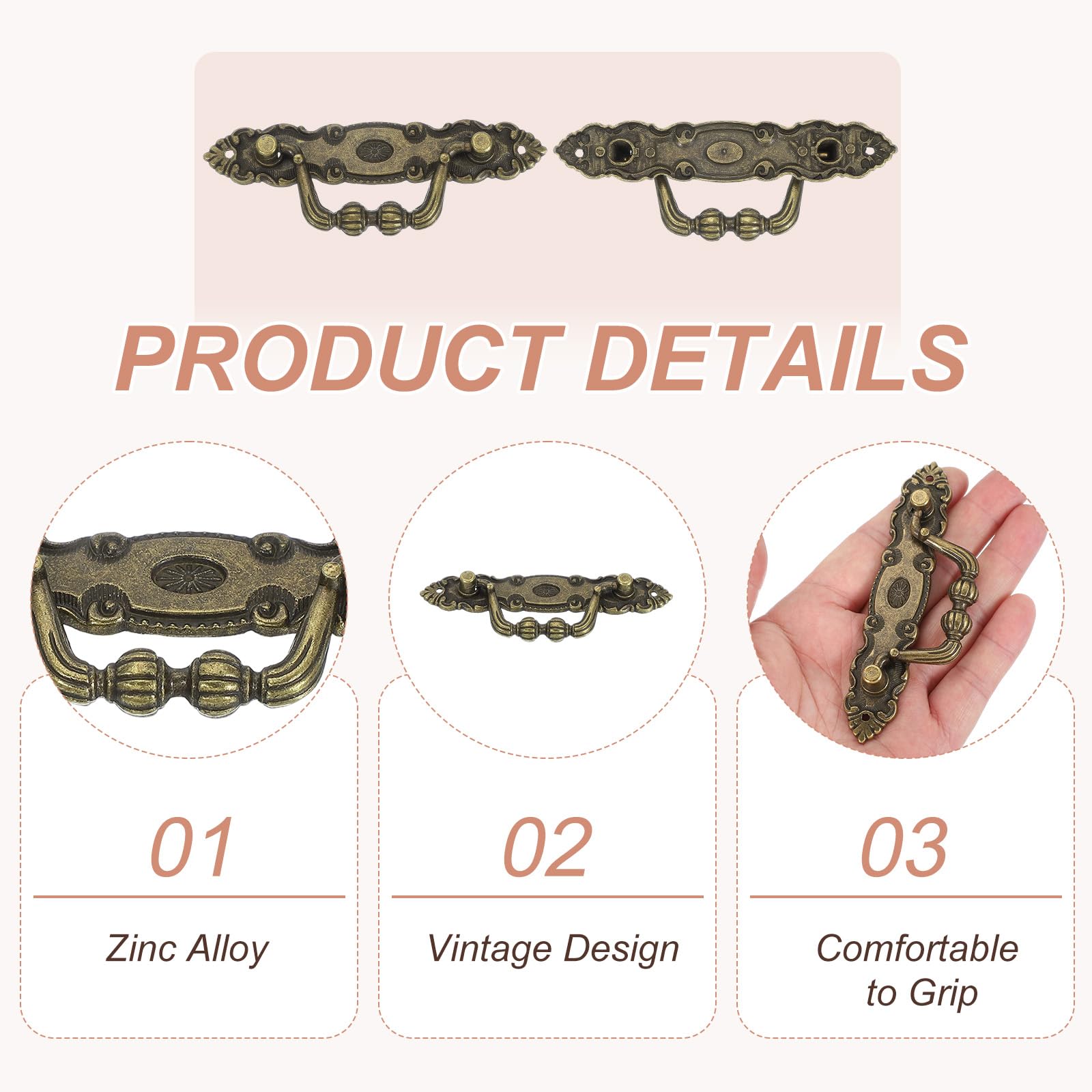 PATIKIL Vintage Decorative Handles 4.13x1.46 - Image 3