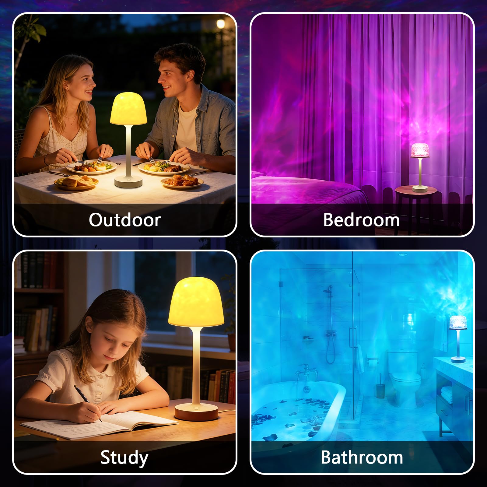 Waterproof Spa-Like Shower Lamp,16 Color Ocean Wave Projector Night Light for Inside Shower,Rechargeable Shower Light with Touch & Remote Control for Room Decor,Gifts for Women, Couples — view 8
