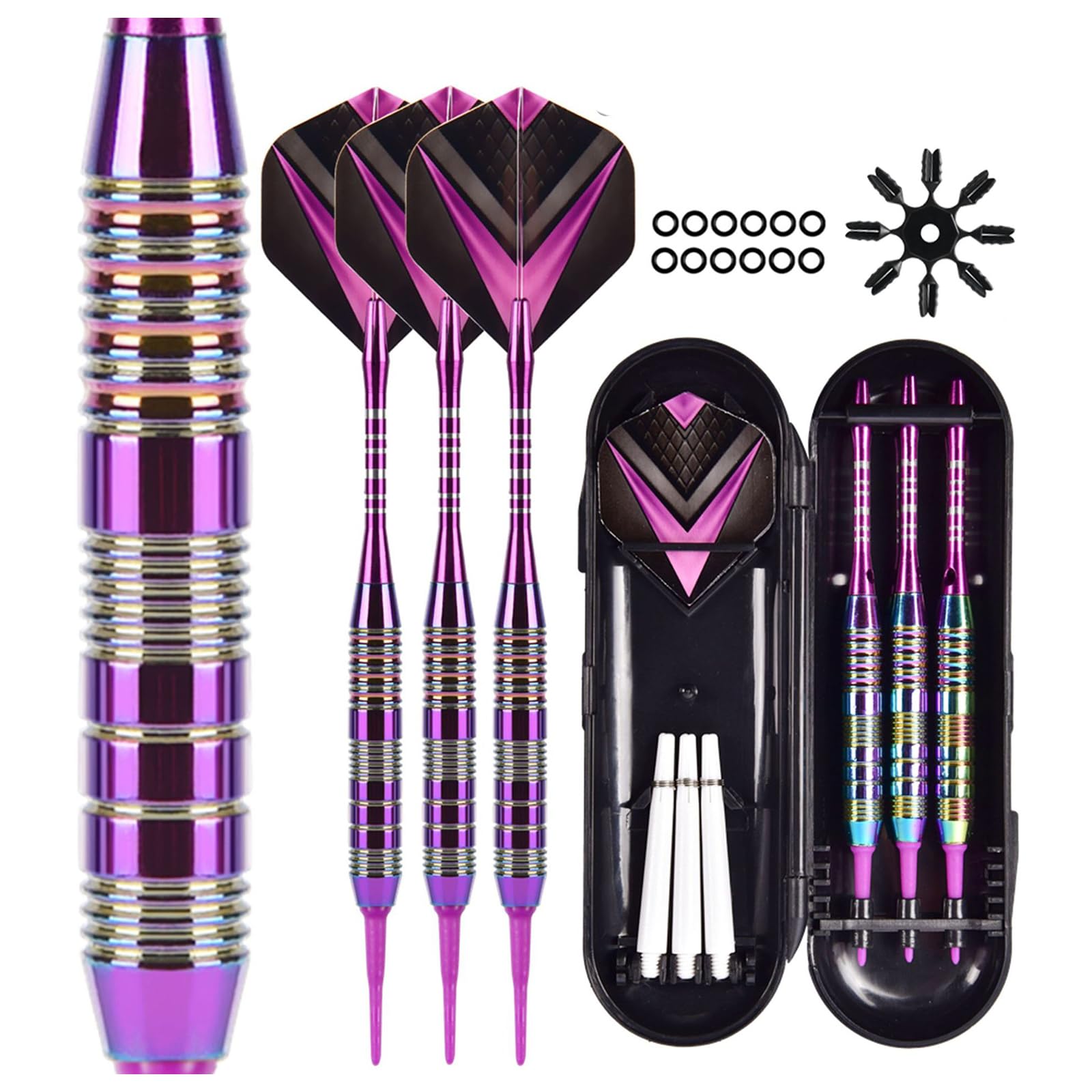 3 Piezas Dardos con Punta de plástico para Diana electrónica, Juego de Dardos de tungsteno Premium con Plumas 21 g Dardos de Acero Profesionales
