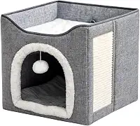 Casinha Para Gatos 2 Andares Dobrável Portatil Com Arranhador