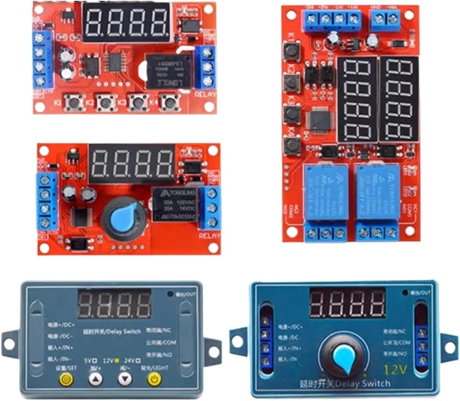 DC 5V 12V 24V 10A Adjustable Time Delay Relay LED Digital Timming Relay Timer Delay Trigger Switch Timer Control Switch(24V with Case)