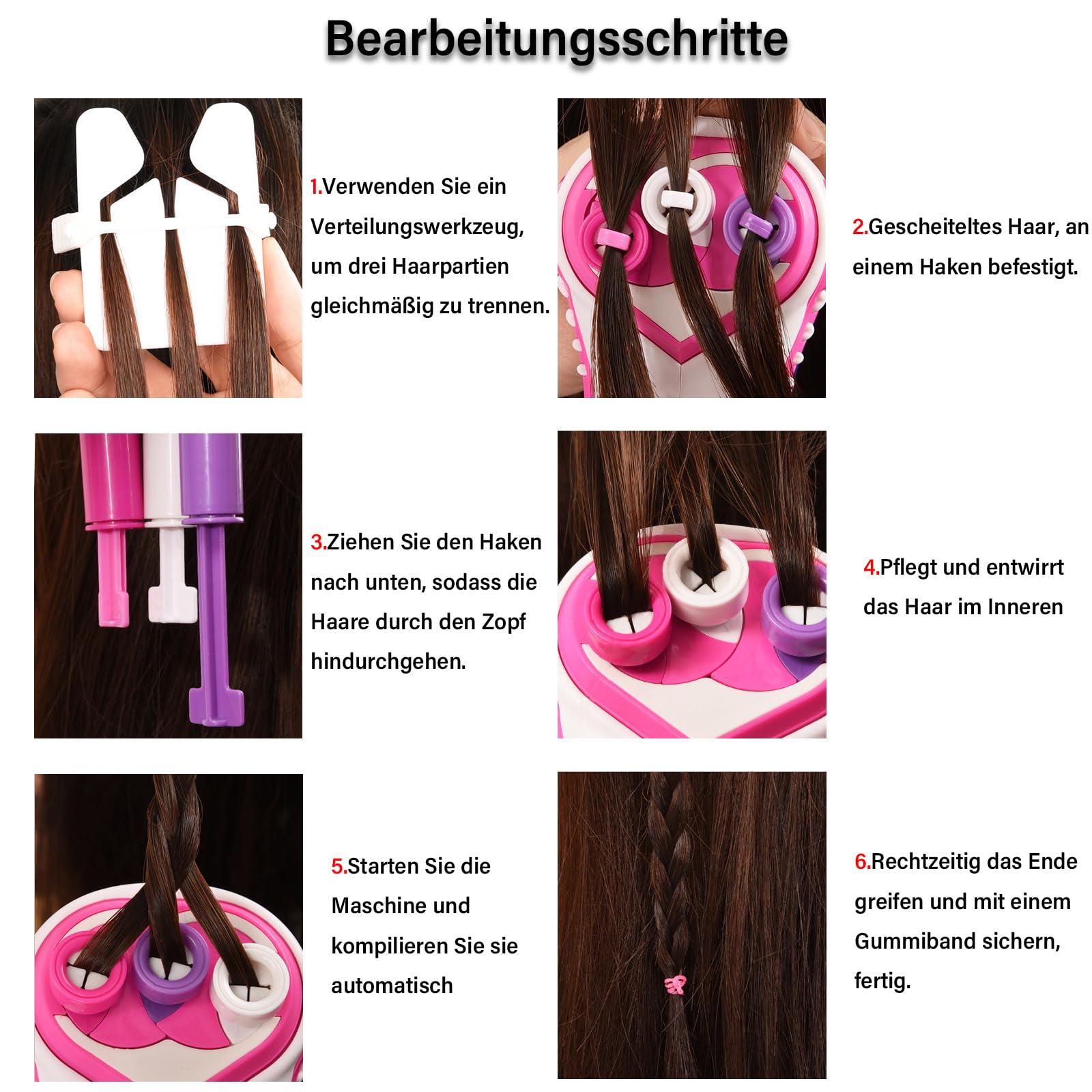 NICENEEDED Diamant Haar Maschine - Automatic Hair Braider Mit Glitzersteinen Für Mädchen