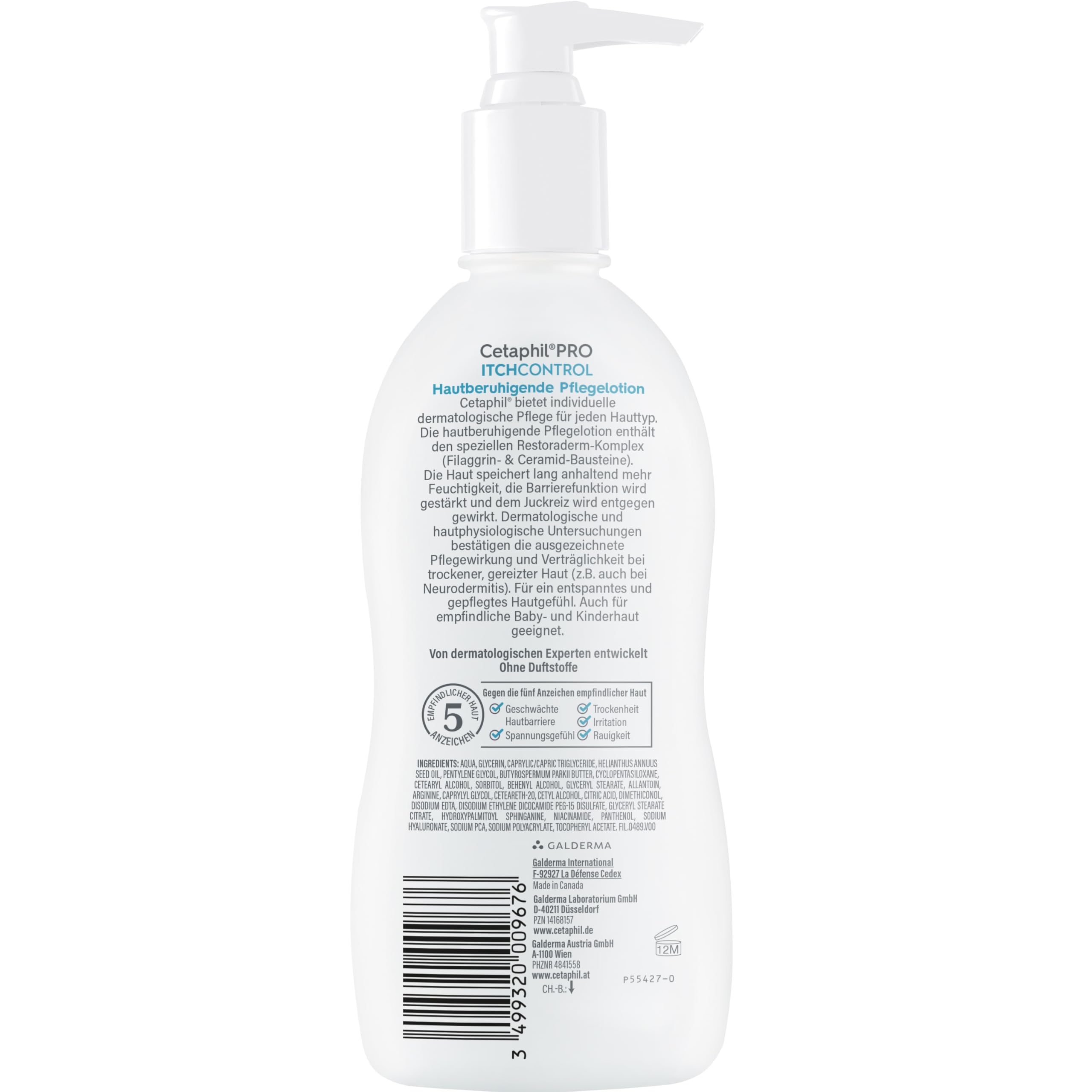 CETAPHIL PRO ItchControl Hautberuhigende Pflegelotion, 2 x 295ml, Für zu Neurodermitis & Ekzemen neigende Haut, Lindert juckende, gereizte Haut, Mit Sheabutter, Filaggrin- und Ceramid-Bausteinen