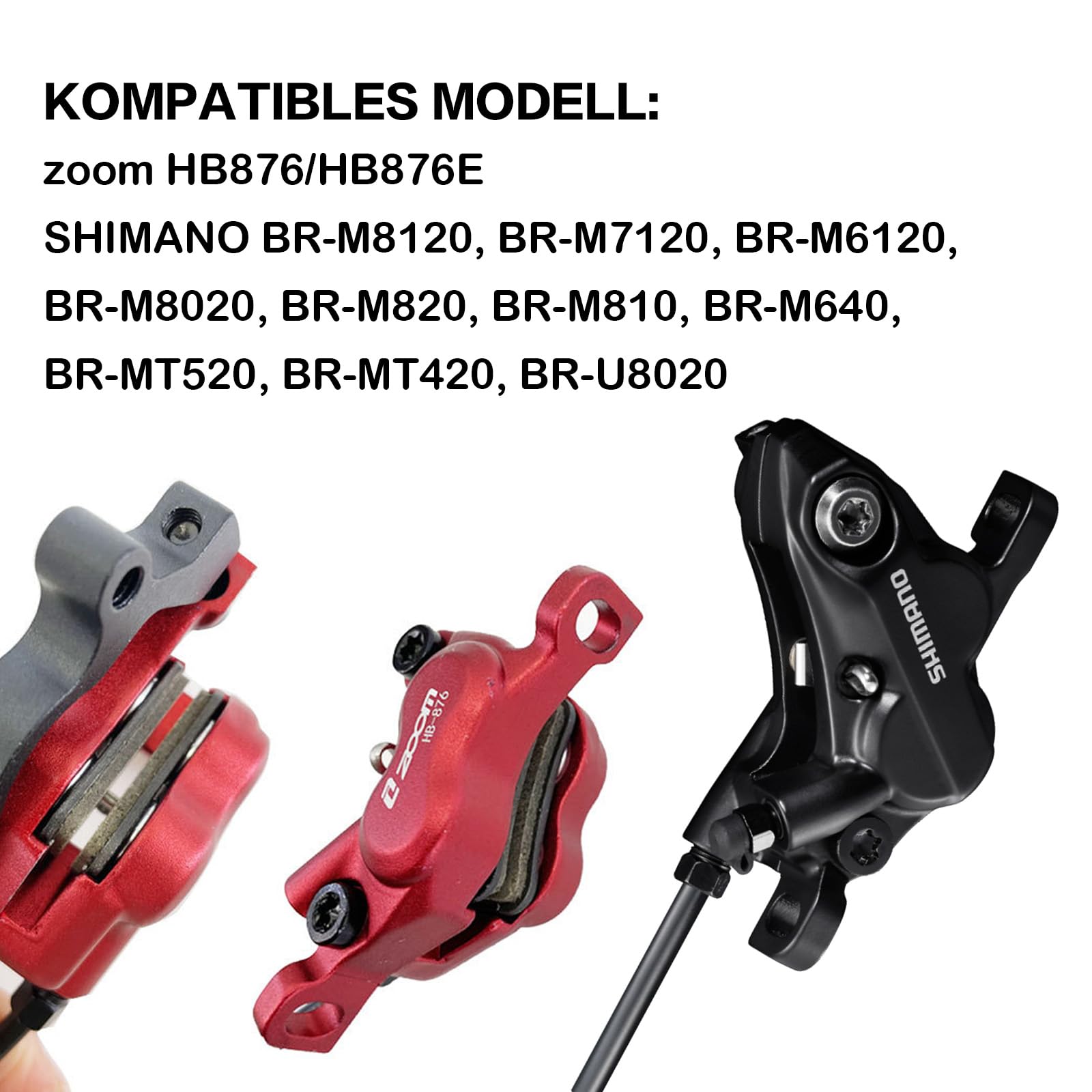 Zoom 4-tłokowe klocki hamulcowe do Zoom HB876E i kompatybilne z Shimano BR-M8120, BR-M7120, BR-M6120, BR-M8020, BR-M820, BR-M810, BR-M640, BR-MT520, BR-MT420 – półmetalowe okładziny zamienne do roweru
