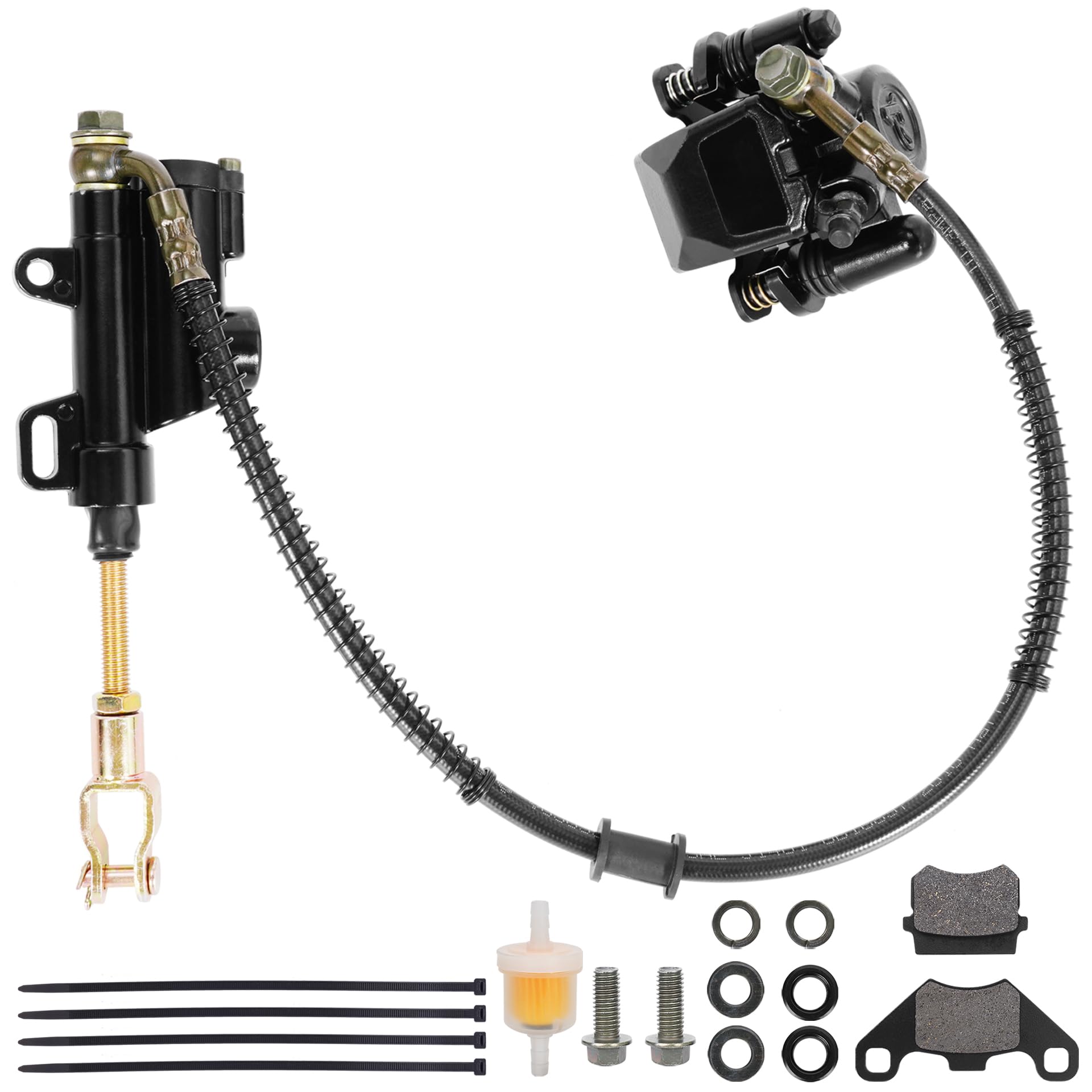 Rear Foot Brake Master Cylinder Caliper Set for 50cc 70cc 90cc 110cc 125cc