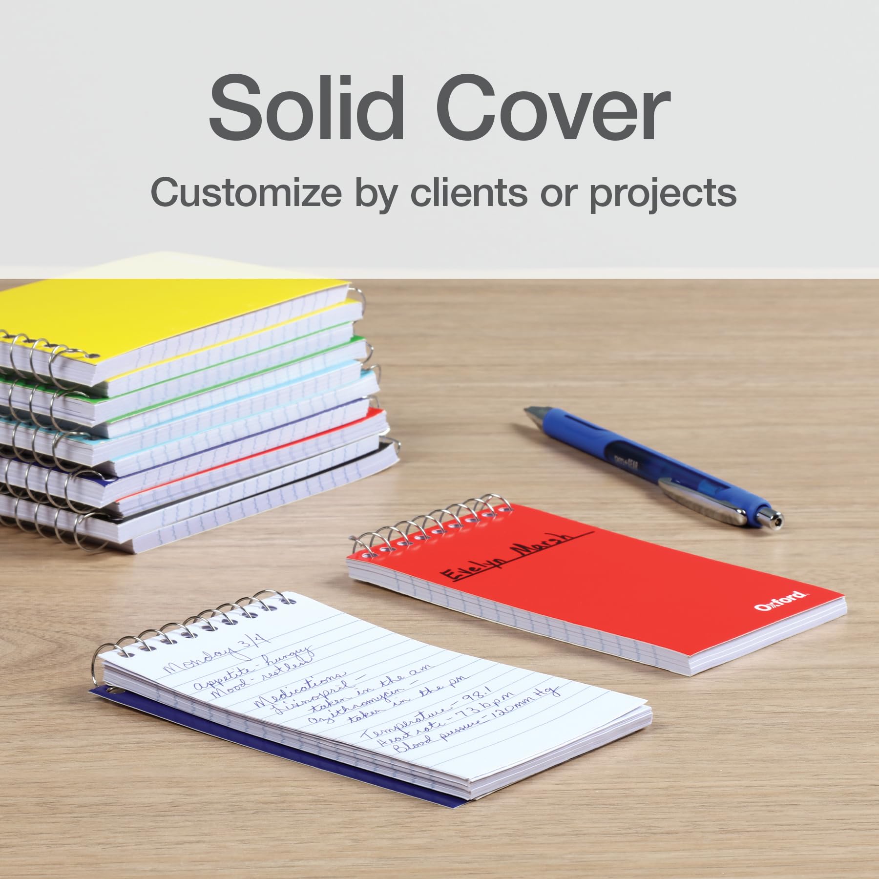 Oxford Spiral Memo Pads, Top Wire Bound, 3 x 5 Inch Pocket Notepad, College Ruled, 6 Assorted Primary Colors, 75 Sheets, 12 Pack (25092) - Image 5