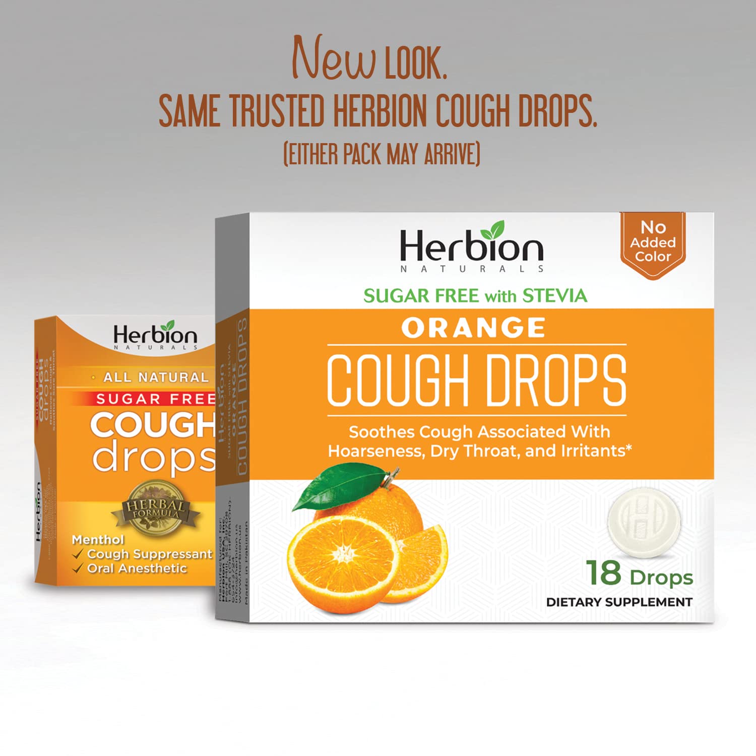 Herbion Naturals Sugar Free Cough Drops with Natural Orange Flavor