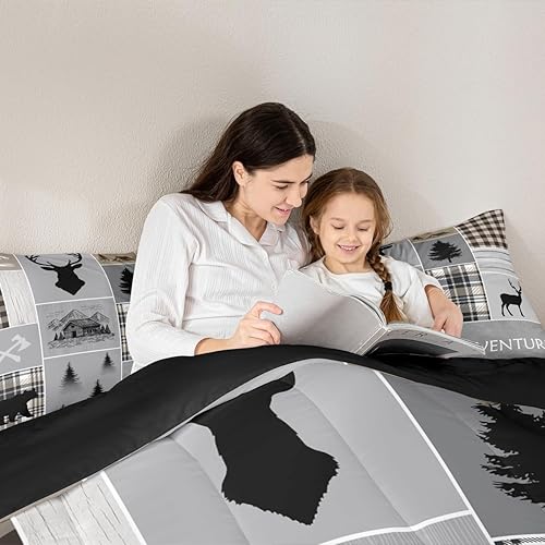 Miniatura 4 de Erosebridal Juego de edredón rústico de retazos, tamaño Queen, decoración de cabaña, juego de ropa de cama para niños, adolescentes y adultos,