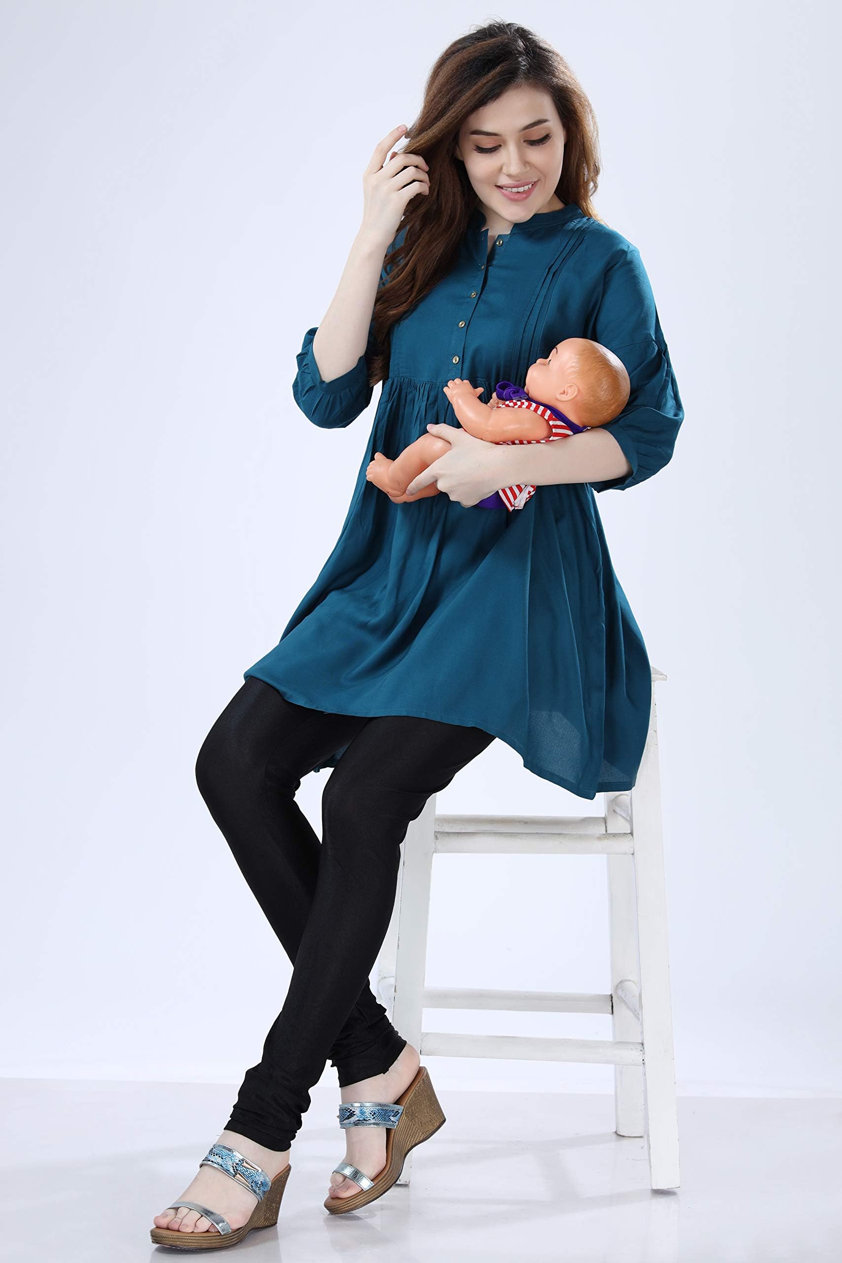 AV2 Women Rayon Regular Fit Kurti Top(8044GM_Teal_Medium) - Image 8 thumbnail