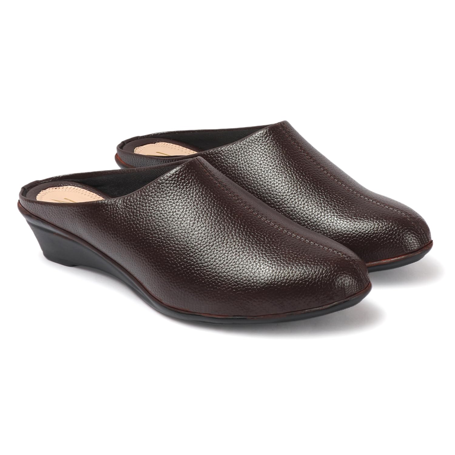 Women's Textured Mules for Women, Open Back Wedge Heel Slip on Formal Shoes & Sandals Girls-image-14