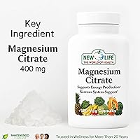 Vista 4 de New Life Citrato de magnesio 400 mg, soporte nervioso, 120 cápsulas vegetales 60 cápsulas
