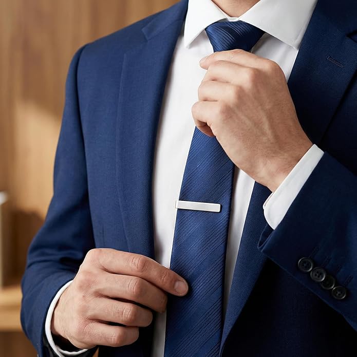 Set de 3 Piezas de Clip para Corbata y Mancornas Plateadas miniatura 4